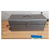 Large 22 Inch Toolbox With Large Quality Tools Crowbar, Torque Wrench, Saws, Crescent Wrench, Bolt C