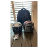 Triumph Motorcycle Jacket & 2 HJC Motorcycle Helmets Med & Lg