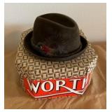 Worth Genuine Velour Size 7 1/8 Long oval Hat By Sharpe Dry Goods Co