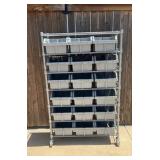 X2-Seville Classics Metal 7 Shelf Shelving Unit With 18 Plastic Bins Per Unit, Unit Is On Wheels