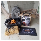 Members Mark Pre-Lit Animated Phantom, Pumpkin Lantern, Bones, Tombstone, Ghost Mat, Halloween