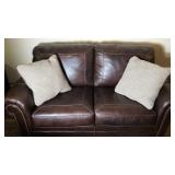 Ashley Leather Polyester PVC Loveseat Brown