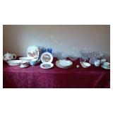 Crystal, Williams Sonoma Christmas Plates, Restoration Hardware Farm Plates, 4 Desert Rose Dinner Pl