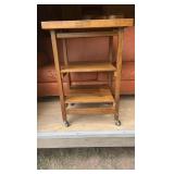 Oasis Island Folding Wood Butcher Block Cart Table