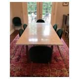 Metal & carrera marble dining table W/8 chairs 