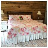 King size bed and bedding 