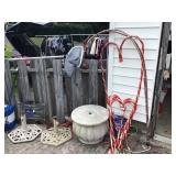 Umbrella stands, candy cane Valentine’s Day decor 