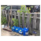 Pool chemicals, snow shovels, iron wrought shepherds rod