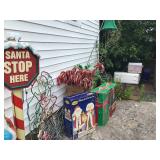 Outside Christmas decor, inside mr & mrs claus