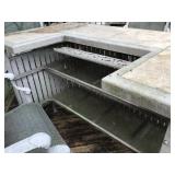 Back of bar 2 glass shelves n 1 metal 