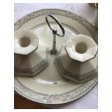 Lenox serving tray, candlesticks 