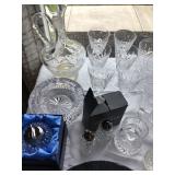 Waterford- ashtray, lighter, shakers, glasses & creamer
