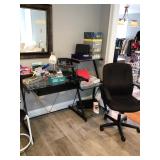 Desk, office chair 
