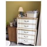 Vtg. Dresser n small cabinet with stone top 
