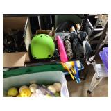 Helmet, umbrellas n balls