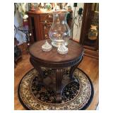 Round table, glassware, rug 48” diameter  Round table, glassware, rug 48” diameter