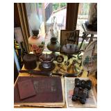 Lamps, binoculars, teapot  Lamps, binoculars, teapot