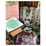 Celadon tea set, Asian decor Celadon tea set, Asian decor