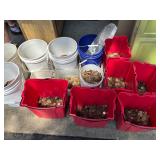 Buckets of arcade tokens Buckets of arcade tokens