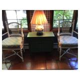 Arm chairs & green cabinet