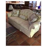 Damask sofa & pillows. 90” x 38” x 37” H