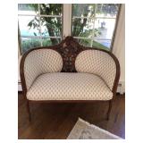 Settee w/carved center. 42” x 22” x 37” H