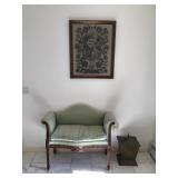 Sm. Green settee. 19” x 41” x 33” H