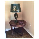 Side table, tole lamp