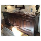 Solid wood side board. 98” x 21” x 39” H