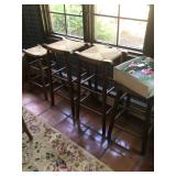 Rush stools, 2 tall, 2 short 