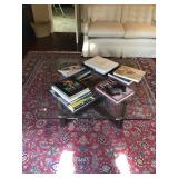 Metal n glass top coffee table 44”x44”x15” H