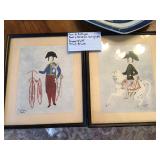 Pair of Paul L. Dessau serigraphs frame is 12”x14” prints are 8”x10”