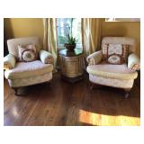 Domain lounge chairs 37”x39x35” H, cloverleaf table 22”x22”x25” H