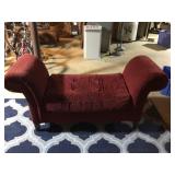 Burgundy velvet backless love seat 62”x22”x29” H