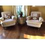 Domain lounge chairs 37”x39x35” H, cloverleaf table 22”x22”x25” H