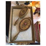 C. 1920’s dresser tray set, brush n mirror