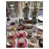 Cups & saucers, figurines, decanters 