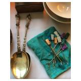EP figural spoons, olive forks