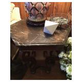 Hexagon marble top table, 35” dia. X 29” H