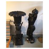 Plaster statue, resin urn