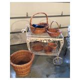 Baskets, tea cart, 37”x22”x34” H