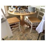Round drop leaf country tables/ 2 chairs 39”x 29” H