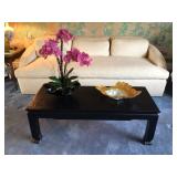 Asian style black coffee table, 20”x48”x17” H