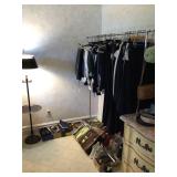 Floor lamp, shoes, clothing 