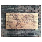 World map, wood