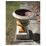 3pc. Iron wrought urn 21” dia. X 33” H