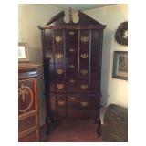 Queen Anne style chest on chest 37”x17”x79” H