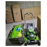 Greenworks pro electric mower with batteries 