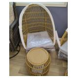 Dome shape wicker chair with oval ottoman 