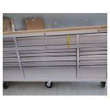 Husky 72 in. 18-drawer standard duty gloss white mobile workbench